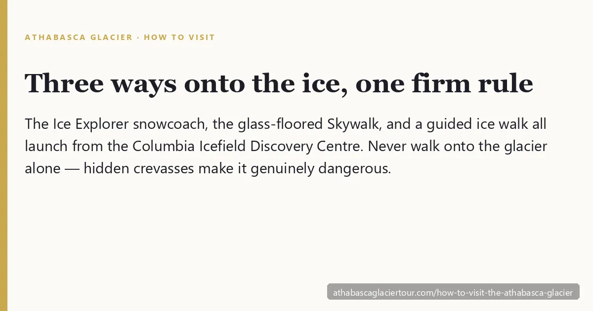 How to visit the Athabasca Glacier — the giant Ice Explorer snowcoach carrying visitors onto the glacier ice at the Columbia Icefield, Alberta